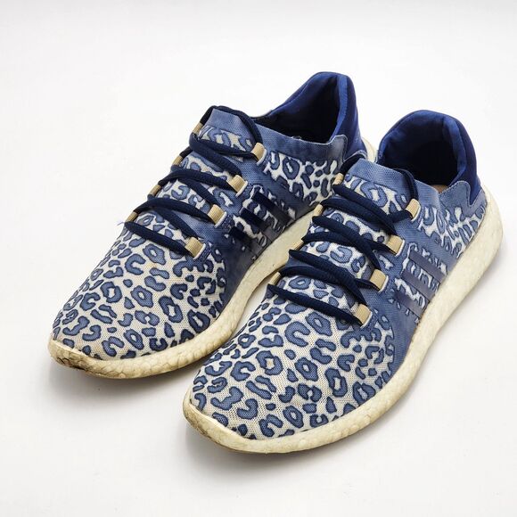 Adidas by Stella McCartney Pure Boost Mesh Sneakers Blue Leopard Size 8.5 - Picture 3 of 8